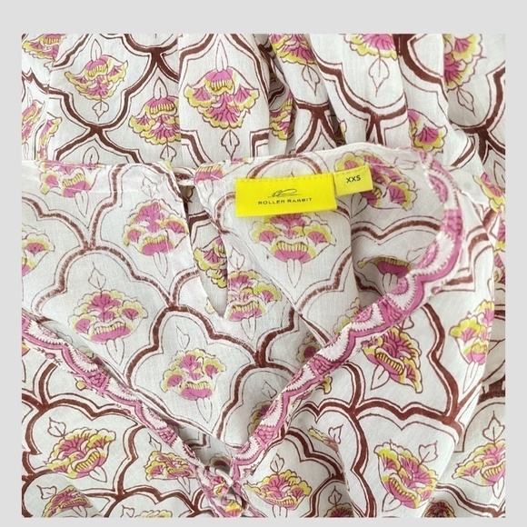 Roller Rabbit Cotton Dress Long Sleeve Relaxed Baby Doll Fit Button Bodice XXS - Picture 9 of 10